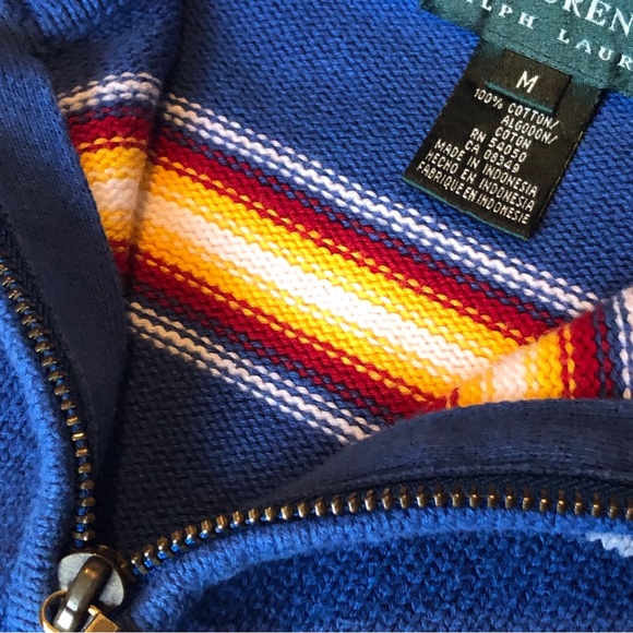 Ralph Lauren Pullover Blue Striped Sweater Sz M Like New - Picture 4 of 6